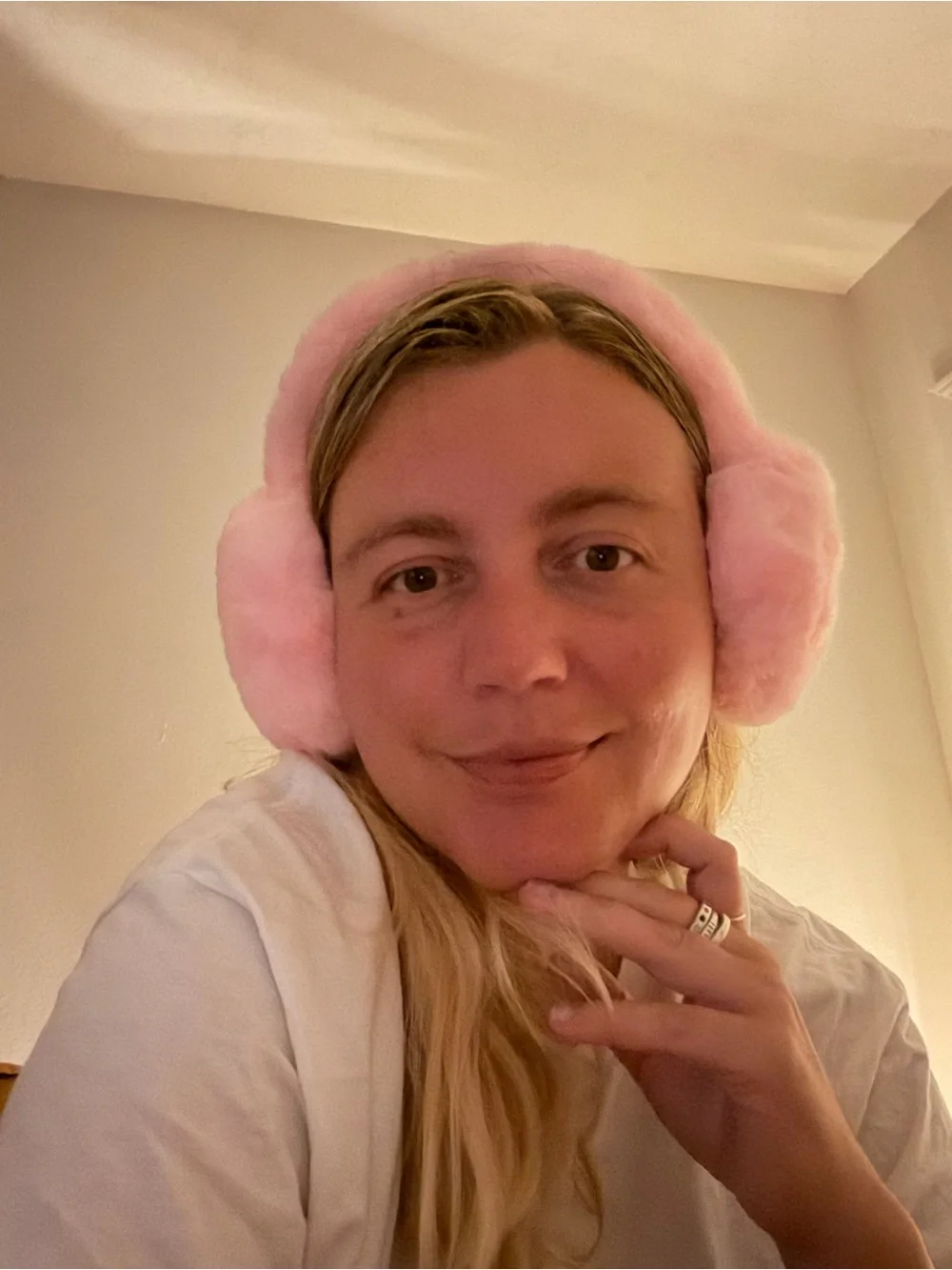 Pink Fuzzy Earmuffs  - Plush Winter